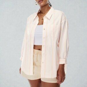 Aritzia Wilfred Free pinstriped relaxed button up shirt women's size M
